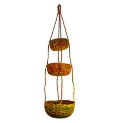 Hanging basket/sika, 3-tier recycled saris