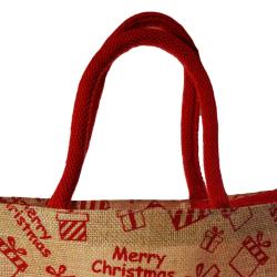 Jute shopper or Christmas gift bag, parcels design, 30x30cm