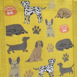 Jute shopping bag, small, Dogs yellow 20x25cm