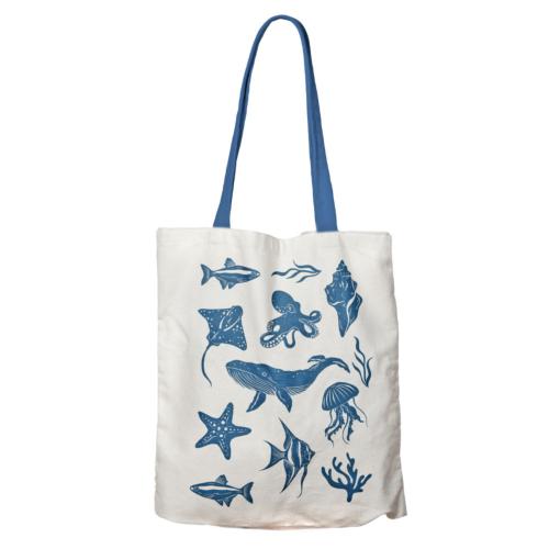 Tote Bag Recycled Cotton Sea Animals 36 x 40cm
