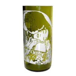 Tumbler made from recycled glass bottle, The Kiss Gustav Klimt 15cm