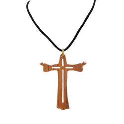 Pendant olive wood, cross with Jesus, 4 x 5.5cm