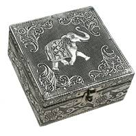 Aluminium jewellery/trinket box, elephant, 10x10x5cm
