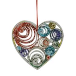 Heart hanging decoration, recycled magazine paper 8.4cm