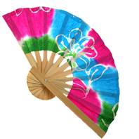 Paper fan batik assorted colours 20cm