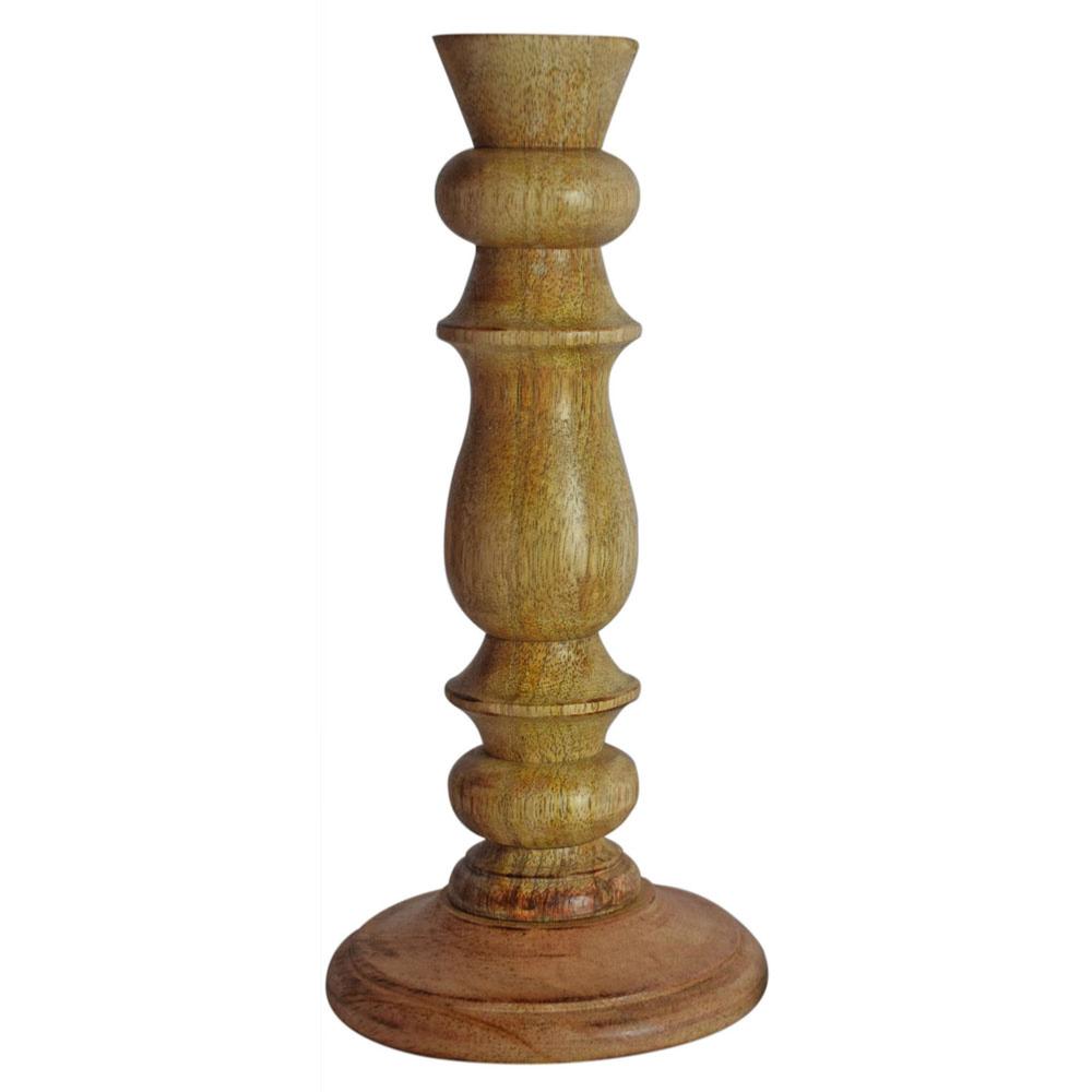 Candlestick/holder hand carved ecofriendly mango wood natural colour