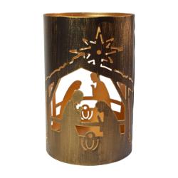 Metal Die Cut Candle Holder, Nativity, 18cm height