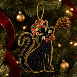 Hanging Decoration Embroidered Cat