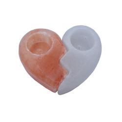 Himalayan salt t-lite holder double, heart yin yang