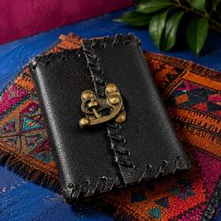 Black Leather Notebook Journal with Clasp 8 x 10cm