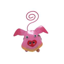 Card Holder Pig Metal 6x6x8cm