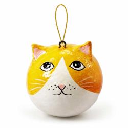 Cat Hanging Decoration Papier Mâché Orange 5cm