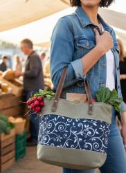 Tote Bag Recycled Tent Canvas, Floral 37 x 10 x 33cm