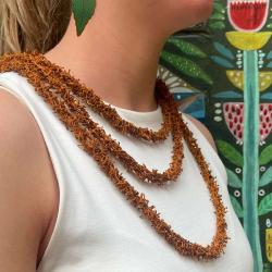 Necklace, Recycled Shrimp Net Brown 100cm
