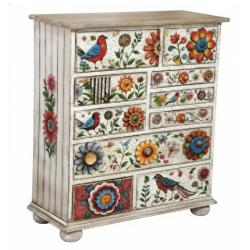 Mini Chest Mango Wood 10 Drawers Garden 72x30x90cm