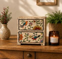 Mini Chest of Drawers Handpainted Trinket Storage 19x11x20cm