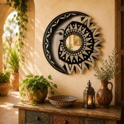 Mirror Sun and Moon Silver 40cm diameter