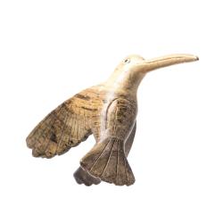 Hand-Carved Wooden Hummingbird Decoration