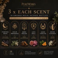Smudge Resin Incense Esoteric Display Unit With 18 Bottles