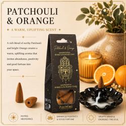 Back-Flow Incense Cones Esoteric Good Fortune, Patchouli and Orange
