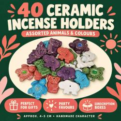 Set of 40 Incense Holders Ceramic Assorted Animals
