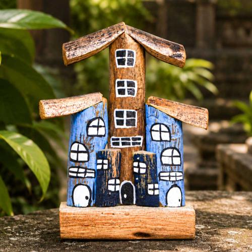 Blue Beach Houses Decoration Driftwood