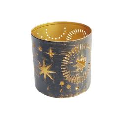 Tealight Holder Metal Black Starry Night 6 x 6cm