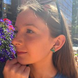 Stud earrings, recycled circuit board triangle