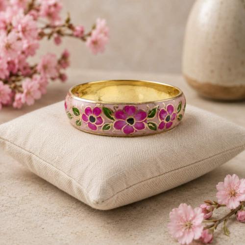 Bangle Floral Red and Green with Lilac Leaves