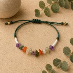 Bracelet Adjustable With Multicoloured Gemstones