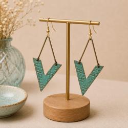 Earrings, turquoise V shape