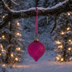 Hanging Tree Decoration Glass Lemon Pink