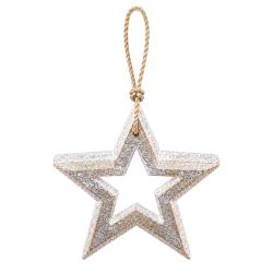 Hanging Star Decoration Albesia Wood 9.5 x 9.5cm