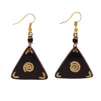 Earrings gourd triangle + bead, black