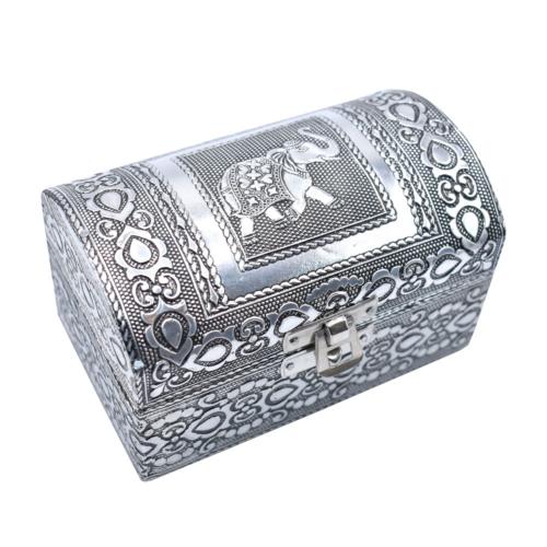 Jewellery trunk box, aluminium elephant design, 13x9x7cm