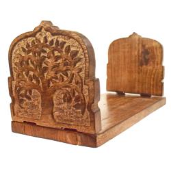 Folding bookends/book stand mango wood tree of life 53.5cm