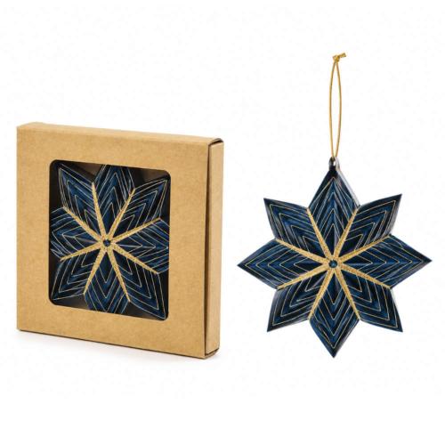 Hanging Christmas Decoration Dark Blue Paper Star