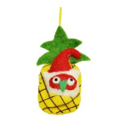 Hanging decoration, felt owl in pineapple