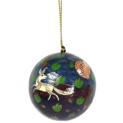 Hanging decoration, woodland animals on bauble, papier mâché 5cm