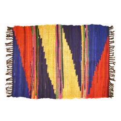 Kilim rag rug recycled cotton & polyester handmade Aztec 80x120cm