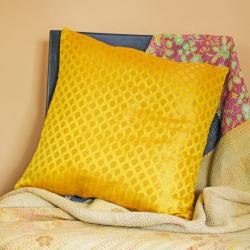 Yellow cushion cover with recycled brocade fabric 40 x  40 cm  