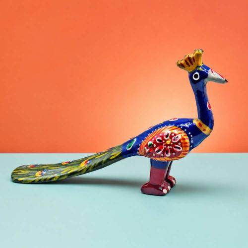 Blue Peacock Ornament Recycled Plastic 21 × 4 × 12cm