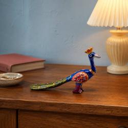 Blue Peacock Ornament Recycled Plastic 15 × 3 × 8cm