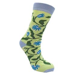 Bamboo Socks Climbing Flowers Blue Shoe Size UK 7-11 Mens
