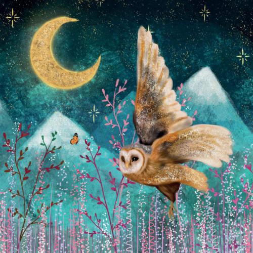 Greetings card "Owl and Butterfly" 16x16cm