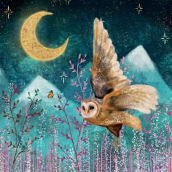 Greetings card "Owl and Butterfly" 16x16cm