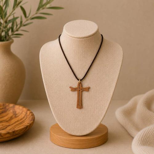 Pendant olive wood, cross with Jesus, 4 x 5.5cm