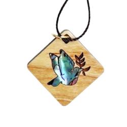 Pendant Olive Wood Dove with Mother of Pearl 6 x 10cm