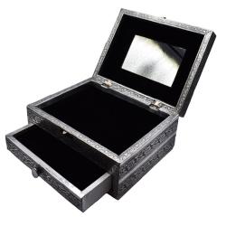 Jewellery box with drawer, aluminium Buddha design, 23x10x18cm
