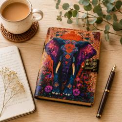 Elephant Notebook Journal with Clasp 13 x 18cm